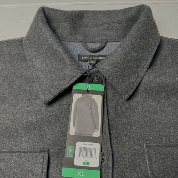Banana Republic Womens X-Large Gray Structured 4 Pocket Shacket Shirt Jacket XL - Picture 6 of 8